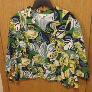 20W 3/4 sleeve Zip up Leaf 🌿 Blazer with Pockets